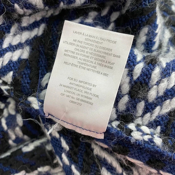 Anthropologie Sleeping on Snow Tajo Poncho Sweater Fringe Knit Blue One Size - Picture 11 of 12